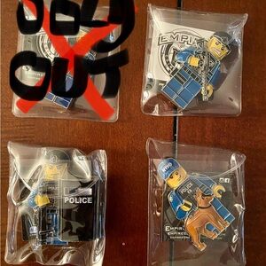 Police Officer Minifigure Enamel Pin - Blue and Gold Collectible Badge